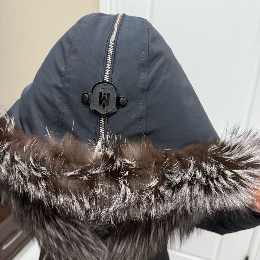 Mackage Black Puffer Coat with silver fox Fur Trim - Picture 6 of 9